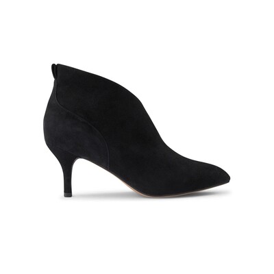 Valentine Low Cut Suede Heel Shoe Boot - Black