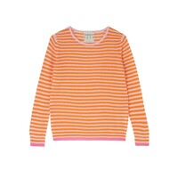 Image of Little Stripe Crew Cashmere Knit - Pink & Orange