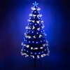 Green Christmas Tree 2ft to 6ft with White Fibre Optic and Blue LED Lights and Stars, 6ft / 1.8m
