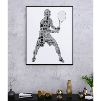 Personalised Mens Tennis Player Word Art Gift