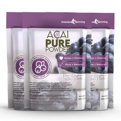 100% Pure Acai Berry Powder 100g Pouch for Smoothies & Juices - 3 Pouches (300g)