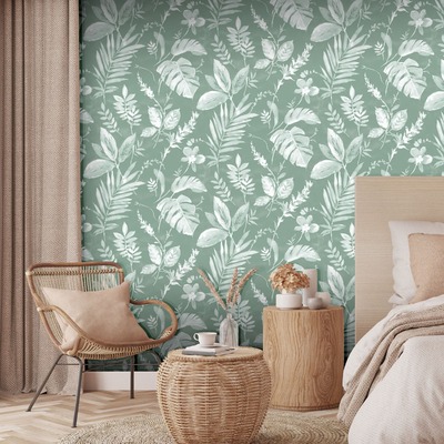 Eden Wallpaper Collection Tane Leaf Green Muriva  L98904
