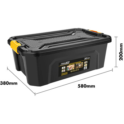 Heavy Duty Polypropylene Storage Box with Clip on Lid - 30 Litre