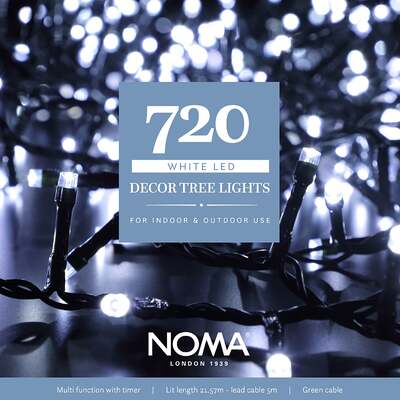 Noma Bright White Outdoor Decor Christmas Tree LED Lights With Green Cable 480, 720, 960, 720 Bulbs