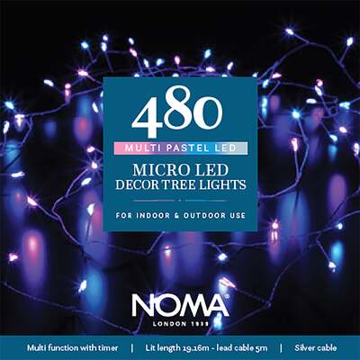 Noma Pastel Micro Decor Christmas Tree Lights With Silver Wire - 480, 720, 720 Bulbs