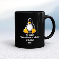 The Box Said Requires Windows 95 So I Installed Linux Mug – Black/Black, 10oz
