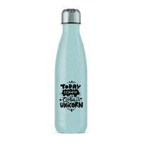 Today I Choose To Be A Unicorn Water Bottle – Blue Glitter, One