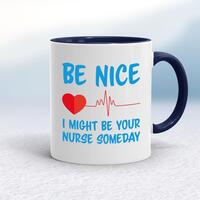 Be Nice Mug – White/Navy Blue, 10oz