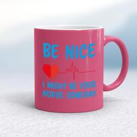 Be Nice Mug – Pink/White, 10oz