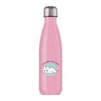 Cats Don’t Give A Fuck Water Bottle – Pink Glitter, One