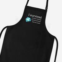 I Survived Another Meeting Apron – Black, One