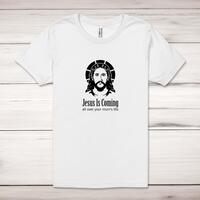 Jesus Is Coming Adult T-Shirt – White, Medium