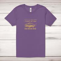 I Love It When She Bends Over Adult T-Shirt – Royal Purple, XS