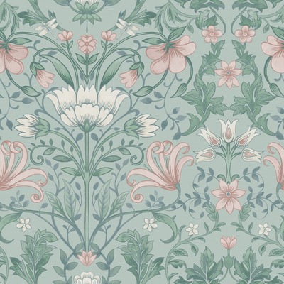 Vintage Floral Wallpaper Soft Teal Holden 13390

