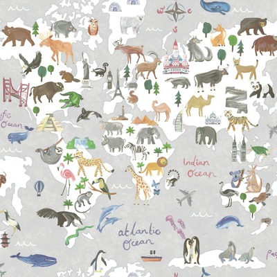 Animal Maps Wallpaper Grey Holden 13252