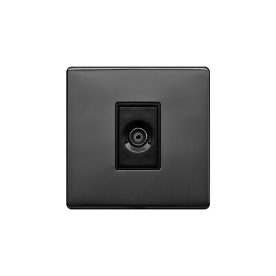 Lieber Black Nickel 1 Gang TV Aerial Socket - Black Insert Screwless