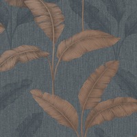 Image of Amara Palm Wallpaper Navy / Rust The Design Library 283463