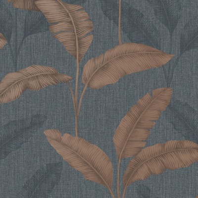 Amara Palm Wallpaper Navy / Rust The Design Library 283463