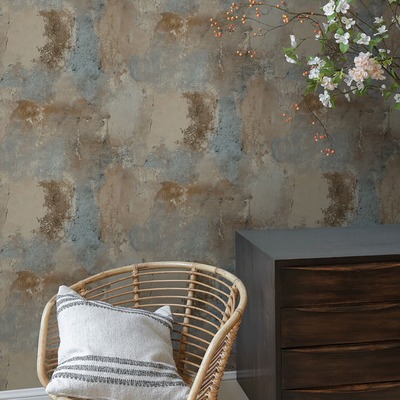 Brandenburg Wallpaper Brown and Teal Concrete Effect Grandeco WL1203