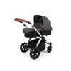 Image of Ickle Bubba Stomp v3 2-in1 Pushchair and Carrycot (Frame: Silver, Fabric Colour: Graphite Grey, Handle Bars: Tan)