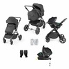 Image of Ickle Bubba Comet All-in-One i-Size Travel System with ISOFIX Base (Frame: Black, Fabric Colour: Black, Handle Bars: Black)