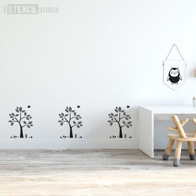 Little Tree and Friends Stencil - S - A x B  16.6 x 22cm (6.5 x 8.6 inches)