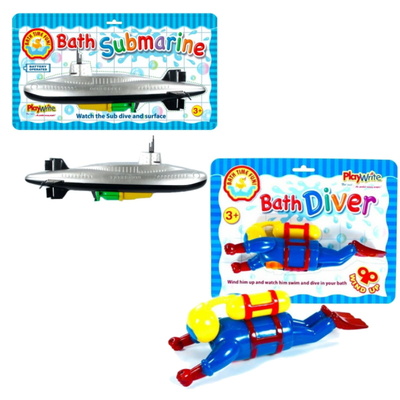 Set Of Two Diving Bath Toys - Scuba Diver & Submarine