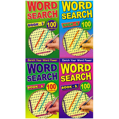 Set of Four Word Search Puzzle Books with 100 Puzzles Each - 4110