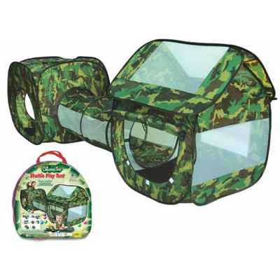 Army Camouflage Pop Up Adventure Den Play Tent House & Tube Tunnel