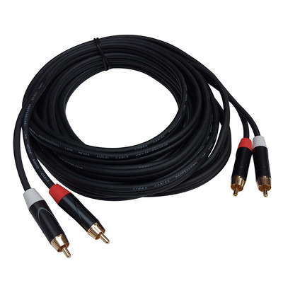 Dual Phono/RCA to Dual Phono/RCA Cable Black - 10M Lead