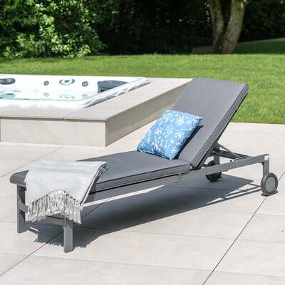 LG Outdoor Monza Aluminium Sunlounger Bed with Cushion, Mid May 2024