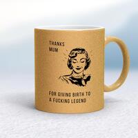 Thanks Mum Mug – Gold Glitter/White, 10oz