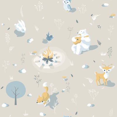 My Kingdom Around the Campfire Taupe Wallpaper Muriva L31307
