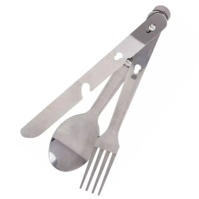 3 Piece Nesting Camping Fork Knife Spoon Cutlery Set