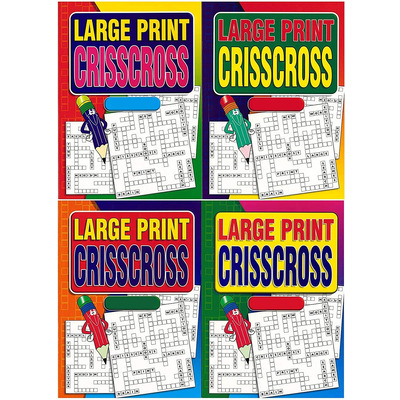 A4 Large Print Adult Crisscross Puzzle Travel Brain Game Books - 3210 - Three Books