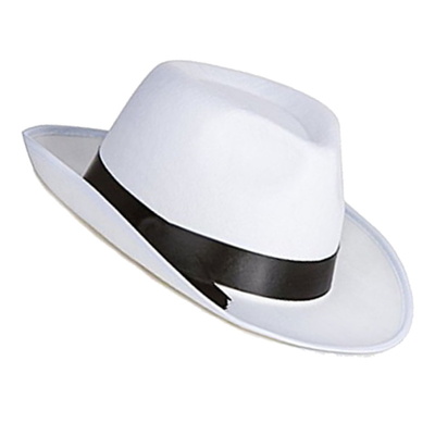 Adult White Trilby Fedora Gangster Al Capone Spiv Style Hat - ONE HUNDRED