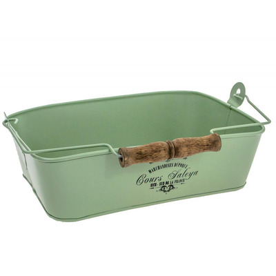 30cm Vintage French Country Design Metal Seed Potting Tray - GREEN