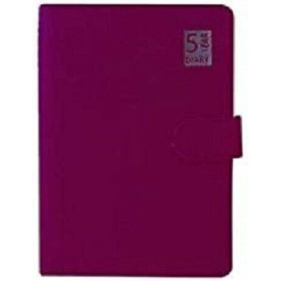 Five (5) Year Undated A5 Day Per Page Leather Look Diary - Red