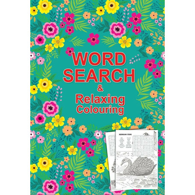 A5 Word Search Puzzles & Relaxing Colouring In Activity Books - Green