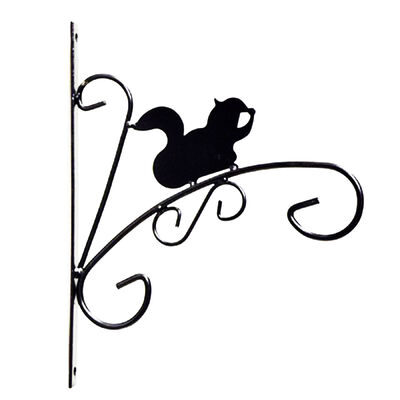 Black Steel Animal Silhouette Hanging Basket Wall Brackets - Squirrel