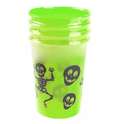 Halloween Reusable 8oz Plastic Cups - Choose Amount & Colour - 4 X GREEN CUPS