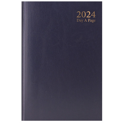 2024 A5 Day Per Page Hardback Casebound Diary - Blue