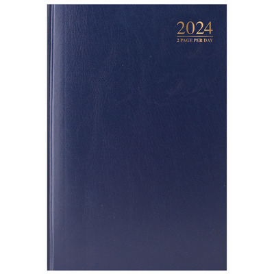 2024 A4 Two Pages Per Day Hardback Appointment Diary - Blue