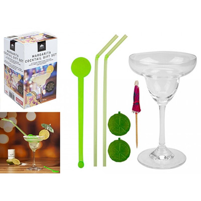 Margarita Cocktail Glass & Accessories Gift Set