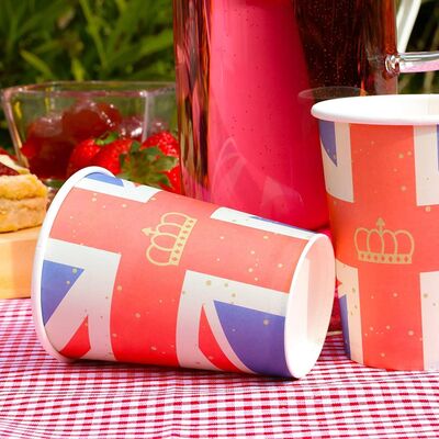 Packs Of TEN Union Jack Flag Printed Paper Cups