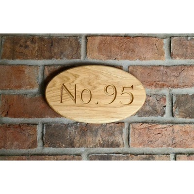 Premium Solid Oak Wood House Number - 26.5cm x 15.5cm