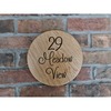 Image of Premium Round Solid Oak Wood House Sign - 24cm