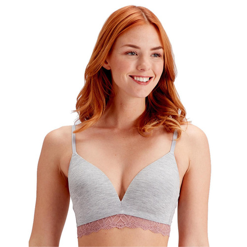 Pretty Polly Casual Comforts Non Wired Moulded Bra - Grey Marl/Sugar Plum