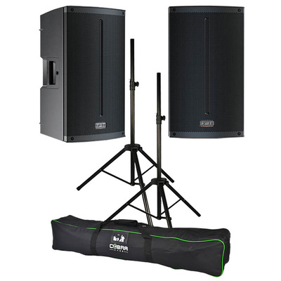 FBT X-lite115A  Powered PA System, Set of Two with Stands & Covers 3000W