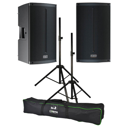 FBT X-lite115A  Powered PA System, Set of Two with Stands & Covers 3000W